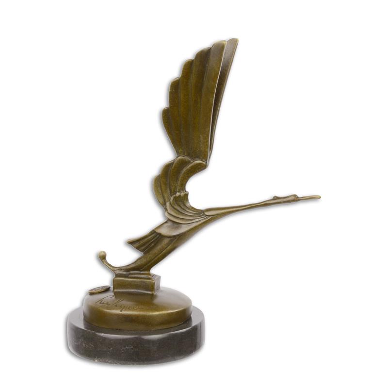 Bronzen beeld - Art Deco Ooievaar - Auto embleem of sculptuur - 20,2 cm hoog