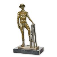 Naakte poserende man - Bronzen beeld