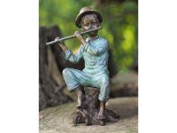 Tuinbeeld - bronzen beeld - Jongen met fluit