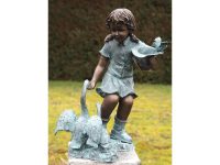 Tuinbeeld - bronzen beeld - Meisje met ganzen