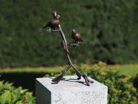 Tuinbeeld - bronzen beeld - 2 vogels op tak