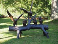 Tuinbeeld - bronzen beeld - Uilen op boom