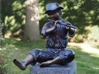 Tuinbeeld - bronzen beeld - Jongen met fluit