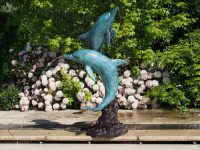 Tuinbeeld - bronzen beeld - 2 Dolfijnen
