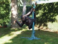 Tuinbeeld - bronzen beeld - 2 Apen in boom