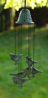 Bronzen windgong - Windgong met vogels - windhanger