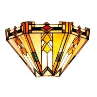 Wandlamp Tiffany 31*13*20 cm E14/max 1*40W - Beige Bruin Glas in lood