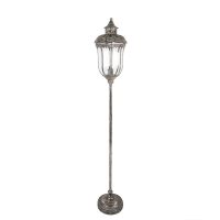 Vloerlamp vintage lantaarn Ø 25x154 cm Zilverkleurig Metaal Glas Staande Lamp