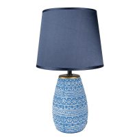 Tafellamp Ø 20x35 cm Blauw Wit Keramiek Rond Bureaulamp
