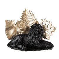 Beeld Leeuw 16 cm Zwart Goudkleurig Kunststof Woonaccessoires beeld decoratie Decoratieve Accessoires