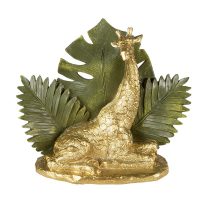 Beeld Giraf 19 cm Goudkleurig Groen Kunststof Woonaccessoires beeld decoratie Decoratieve Accessoires