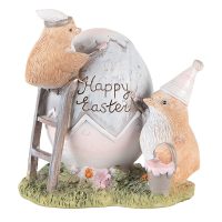 Beeld Kuikentje 12 cm Grijs Bruin Kunststof Happy Easter Woonaccessoires Paashaas Pasen