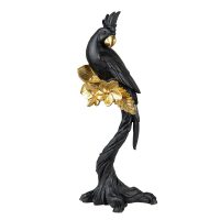 Beeld Papegaai 22 cm Zwart Goudkleurig Kunststof Woonaccessoires beeld decoratie Decoratieve Accessoires