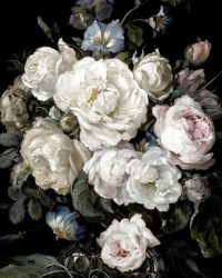 110 x 160 cm glasschilderij bloemen wit