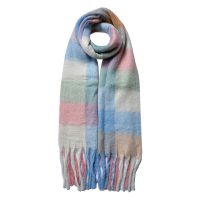 Wintersjaal Dames 36x210 cm Roze Blauw Ruit Sjaal