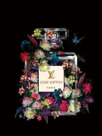 60 x 80 cm - glasschilderij - parfumfles - Louis Vuitton - schilderij - goudfolie