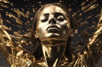glasschilderij gouden vrouw