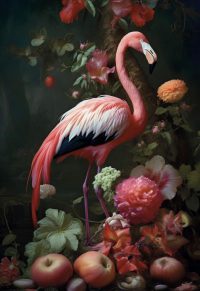glasschilderij - flamingo