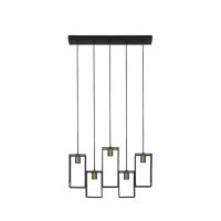 Hanglamp metaal - MARLEY mat zwart - 5 lichtpunten - 60x15x57 cm - Light & Living