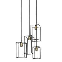 Hanglamp metaal - MARLEY mat zwart - 4 lichtpunten - 35x32x57 cm - Light & Living