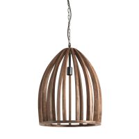 Hanglamp hout - HARANKA chocolade bruin - Ø47x56 cm - Light & Living