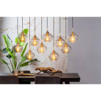 Hanglamp glas - RAKEL antiek brons/smoke - 10 lichtpunten - Light & Living