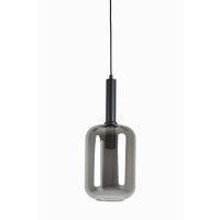 Hanglamp glas - LEKAR zwart/smoke -  Ø22x52 cm - Light & Living