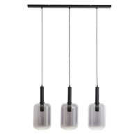 Hanglamp glas - LEKAR zwart/smoke - 3 lichtpunten - Light & Living
