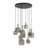 Hanglamp glas - LEKAR antiek brons/smoke - 9 lichtpunten - Light & Living