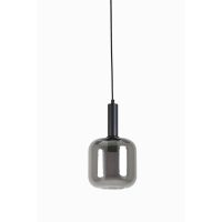 Hanglamp glas - LEKAR zwart/smoke - Ø16x26 cm - Light & Living