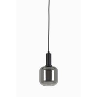 Hanglamp glas - LEKAR zwart/smoke - Ø21x37 cm - Light & Living