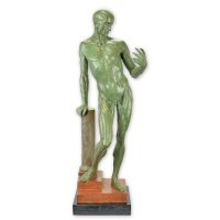 Bronzen beeld - Anatomische studie man - groen - 67,4 cm hoog