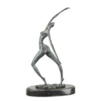 Bronzen beeld - Vrouwelijk naakt - modernistische sculptuur - 36,8 cm hoog
