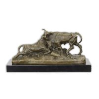 Bronzen beeld - vechtende stieren - sculptuur - 12 cm hoog