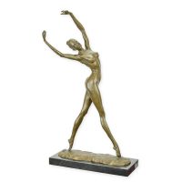 Bronzen beeld - naakte danseres - sculptuur - 54,7 cm hoog