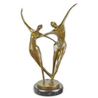 Bronzen beeld - Dansend koppel - modernistische sculptuur - 48 cm hoog