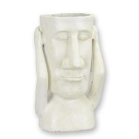 Bloempot - Moai gezicht - gietijzer - 28 cm hoog