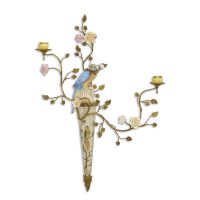 Wanddecoratie - papegaai - porselein - bloemen - 79,2 cm hoog