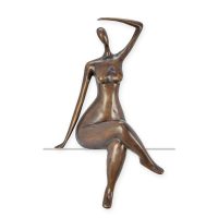 Brons beeld - dikke dame - sculptuur - 50 cm hoog