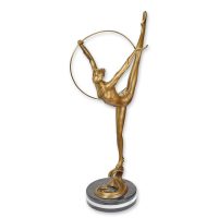 Brons beeld - Ballerina met hoepel - sculptuur - 90 cm hoog