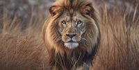 160 x 80 cm - glasschilderij - leeuw - schilderij fotokunst - foto print op glas