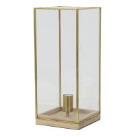 Tafellamp hout met glas - ASKJER brons - 20x20x47,5 cm - Light & Living