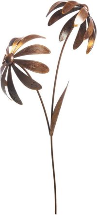 Tuinsteker - Bloem ecoroest - set van 2 - metaal - 110 cm hoog