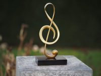 Brons beeld - Muzieksleutel - Bronzartes - 23 cm hoog