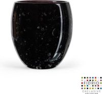 Design vaas  - Fidrio BLACK - glas, mondgeblazen bloemenvaas - diameter 11,5 cm hoogte 12 cm