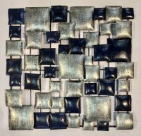 Wanddecoratie - Muurdecoratie Silver/Blue 70x70 cm - metaal - 70 cm hoog