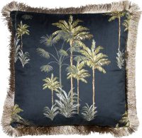 Sierkussen - Fluweel Gouden Franjes Palmboom - Multicolor - 45 Cm X 45 Cm