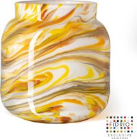 Design vaas Bloom - Fidrio MUSTARD - glas, mondgeblazen - hoogte 20 cm