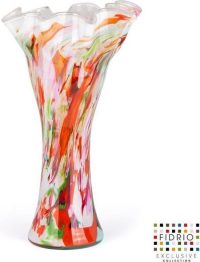 Design vaas Wave Xxl - Fidrio MIXED COLOURS - glas, mondgeblazen bloemenvaas - hoogte 56 cm
