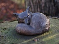 Brons beeld - Slapende vos - Bronzartes - 10 cm hoog